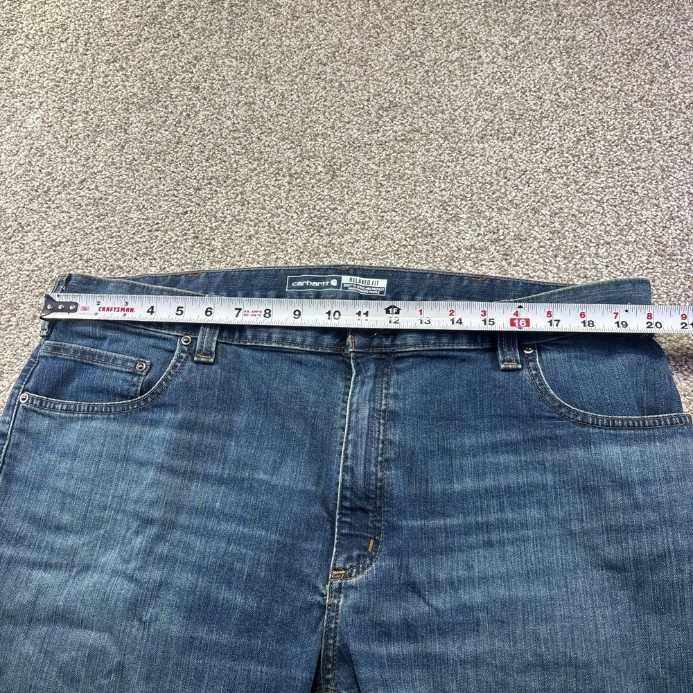 Carhartt Relaxed Fit Jeans Mens 40x32 Blue Medium Wash Straight Denim Workwear - Picture 7 of 10
